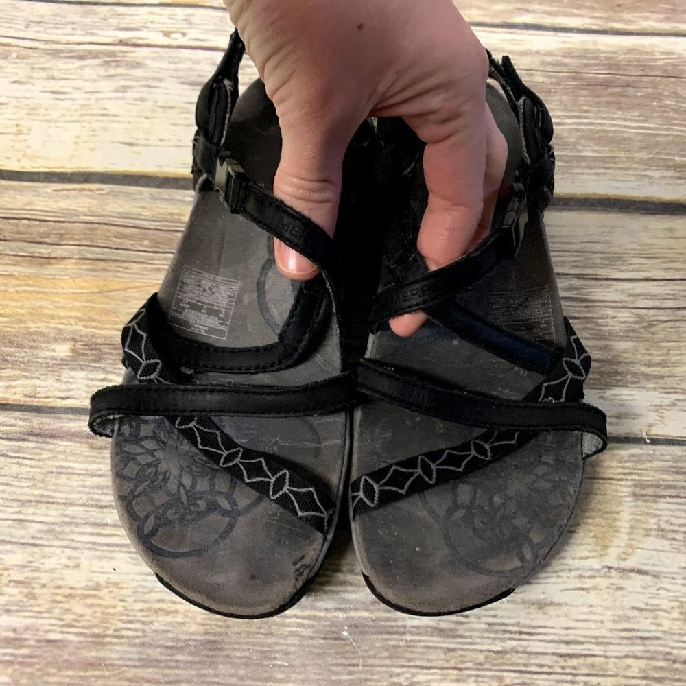 Merrell Black Leather Performance Strappy Sandals - image 2